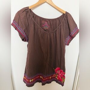 Jw Los Angeles embroidered boho blouse. Peasant  blouse size medium